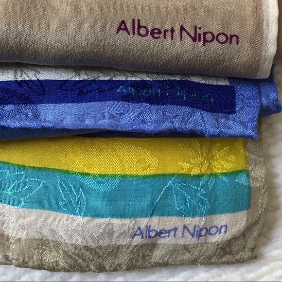 ALBERT NIPON 3 SILK SCARVES MADE IN JAPAN - Picture 8 of 8